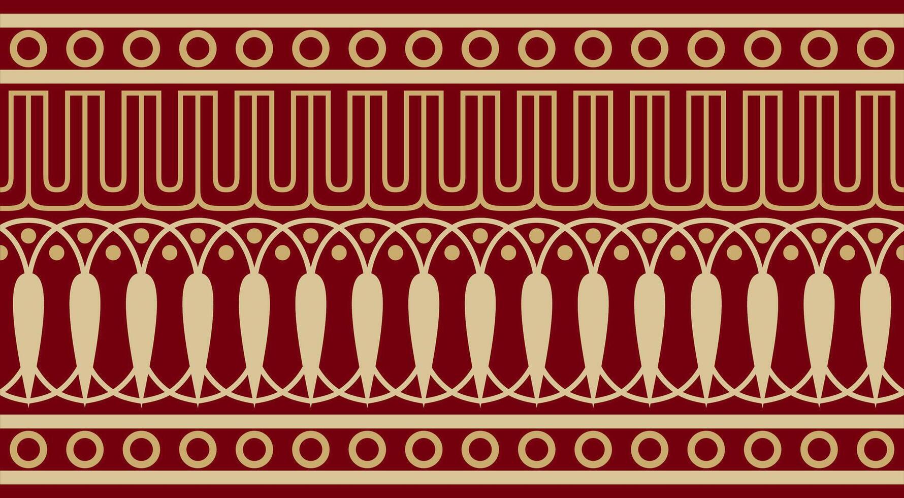 gold and red seamless classical Greek meander ornament. Pattern of ancient Greece. Border, frame of the Roman Empire. vector