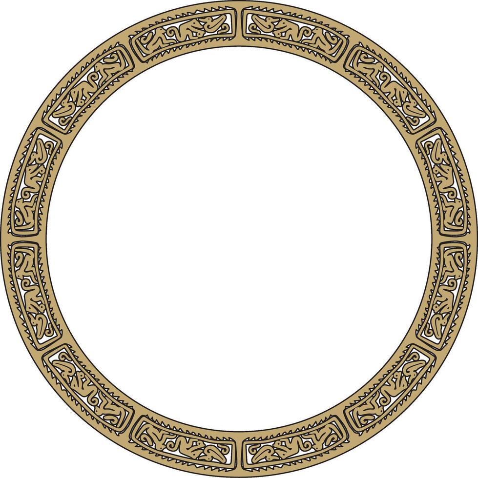Native American round gold with black pattern. Geometric shapes in a circle. National ornament of the peoples of America, Maya, Aztecs, Incas vector