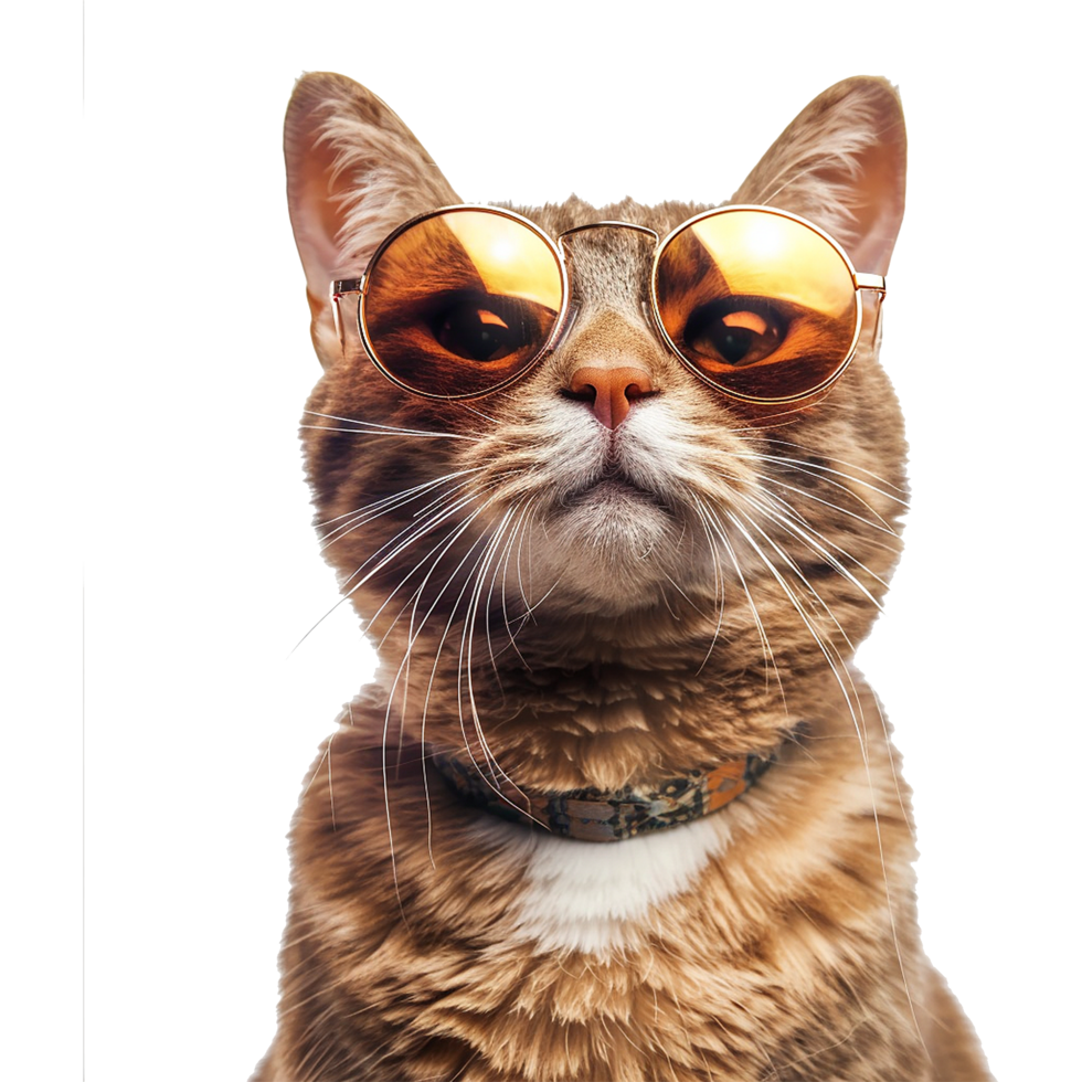 Cat wearing cool summer glasses isolated on transparent background png