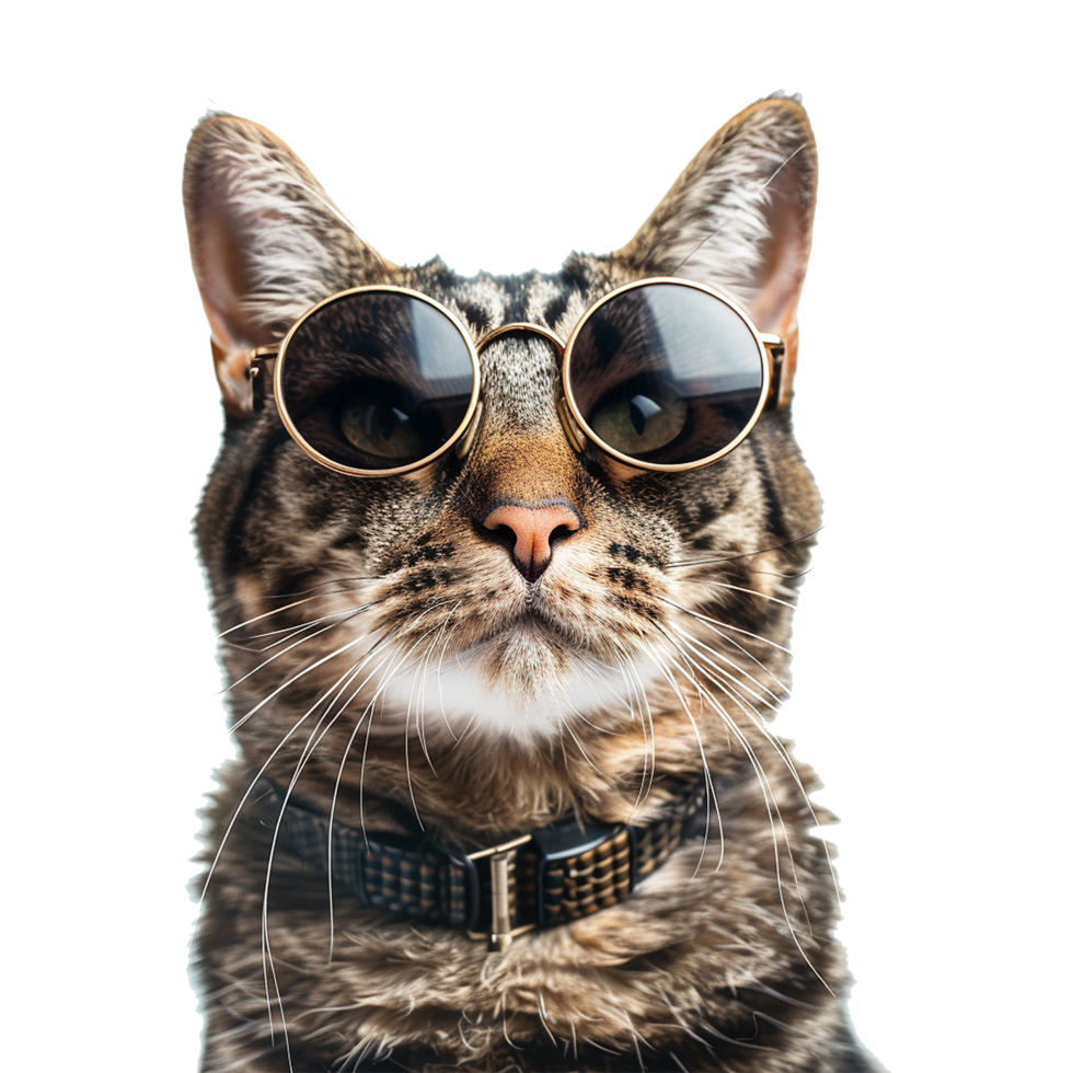 Cat wearing cool summer glasses isolated on transparent background png