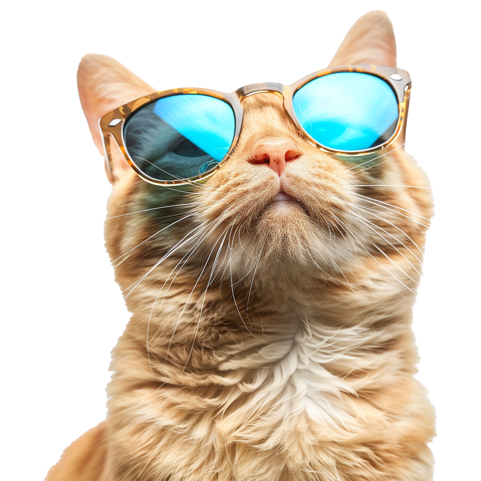 Cat wearing cool summer glasses isolated on transparent background png