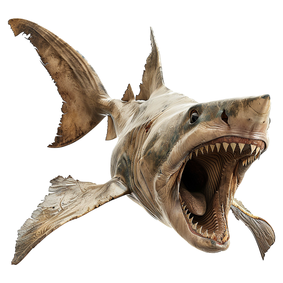 Angry shark fish isolated on transparent background png