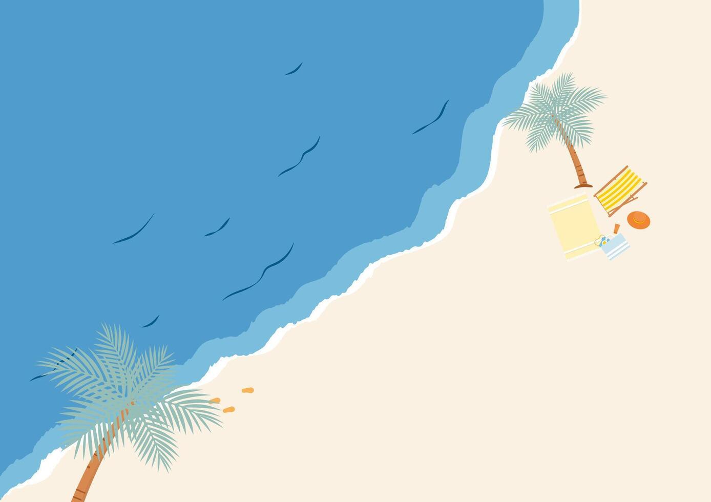 Sea and beach scene paper background vector