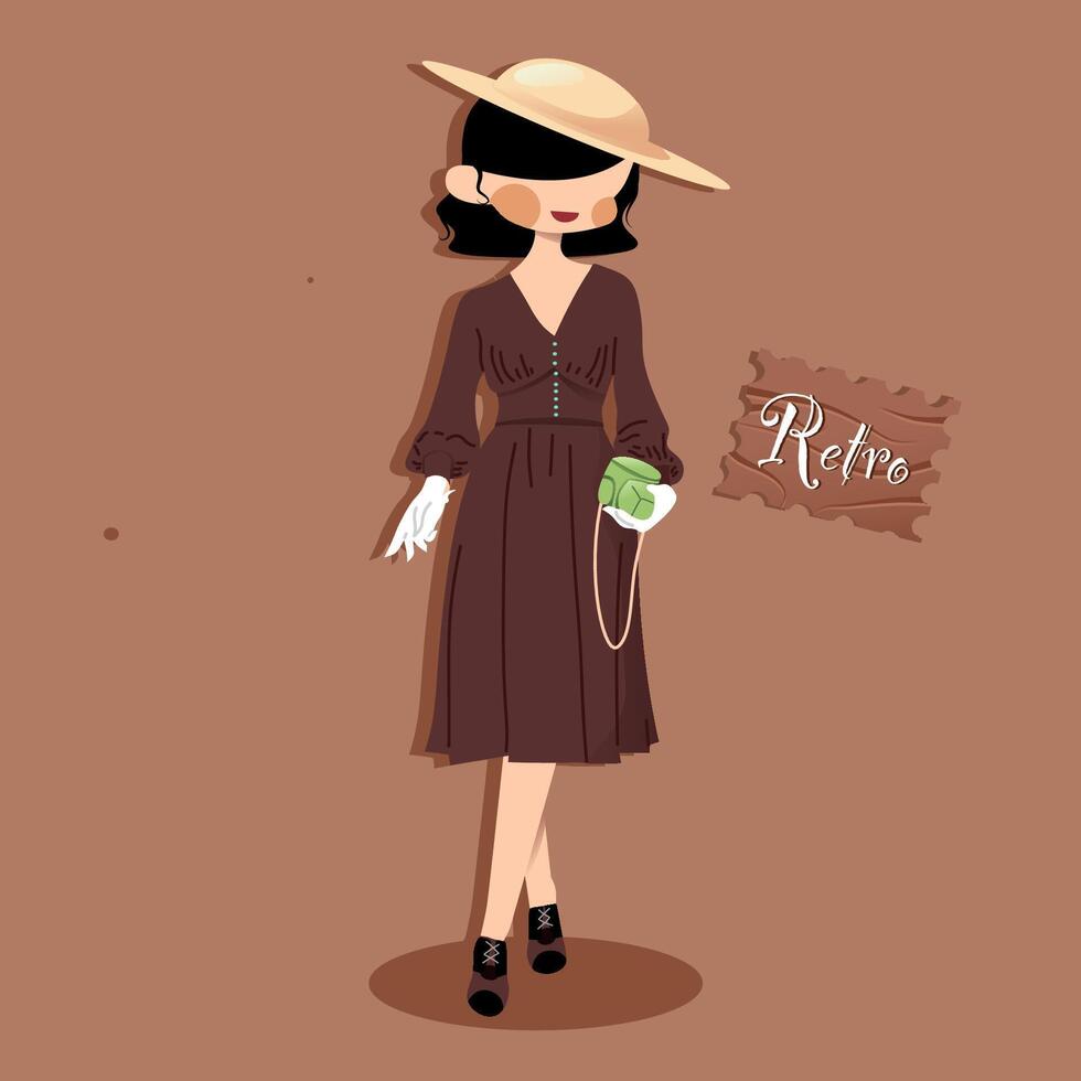 Retro girl with camera and retro board vector