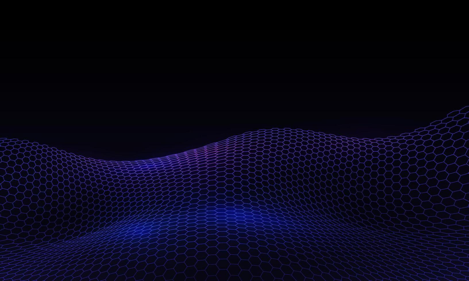 Abstract blue hexagon mesh wave curve on black technology futuristic background vector