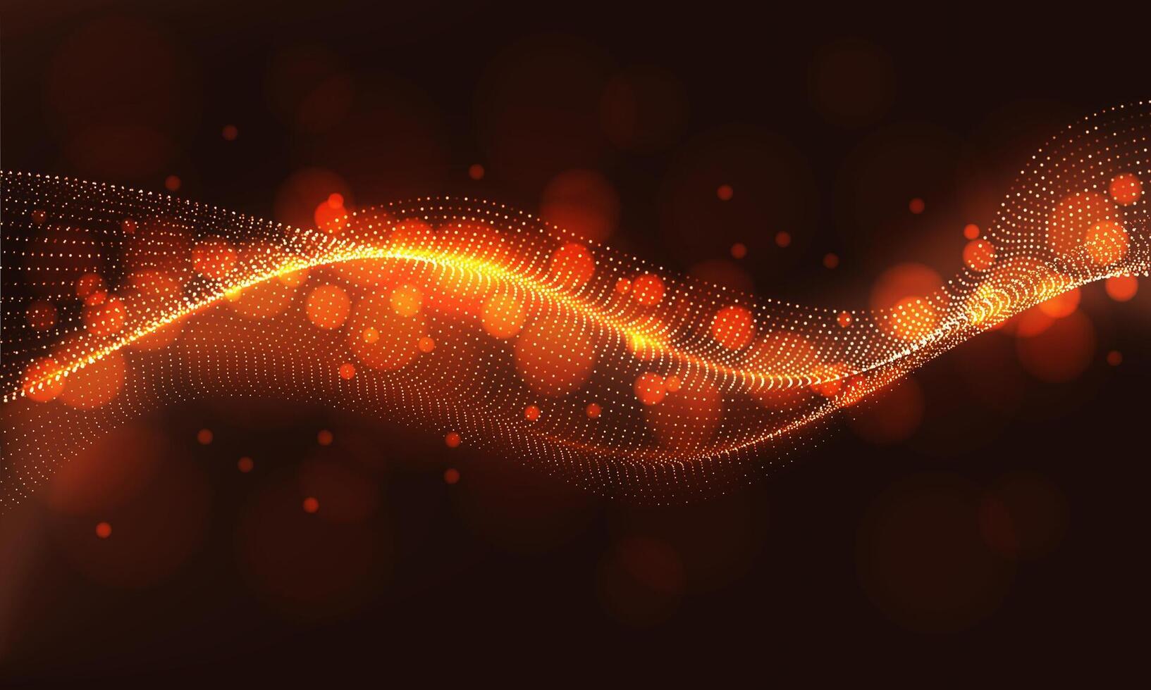 Abstract orange dots wave mesh motion blur technology data design modern futuristic background vector