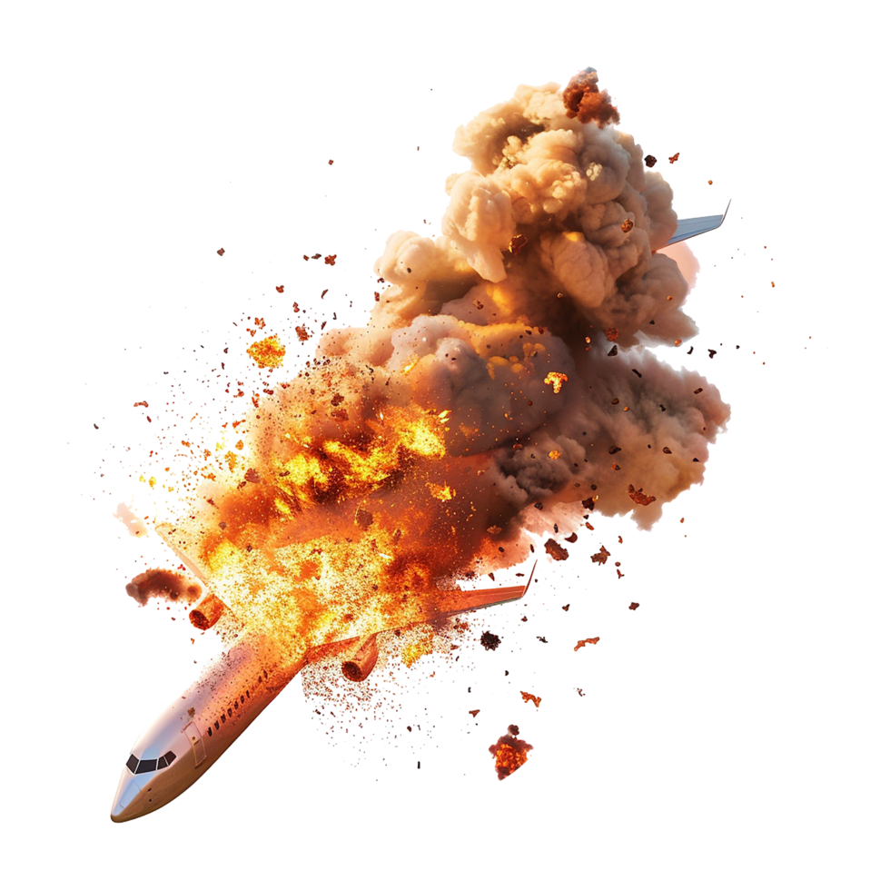 Plane explosion isolated on transparent background png