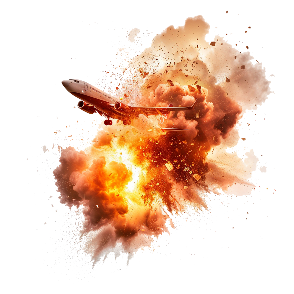Plane explosion isolated on transparent background png