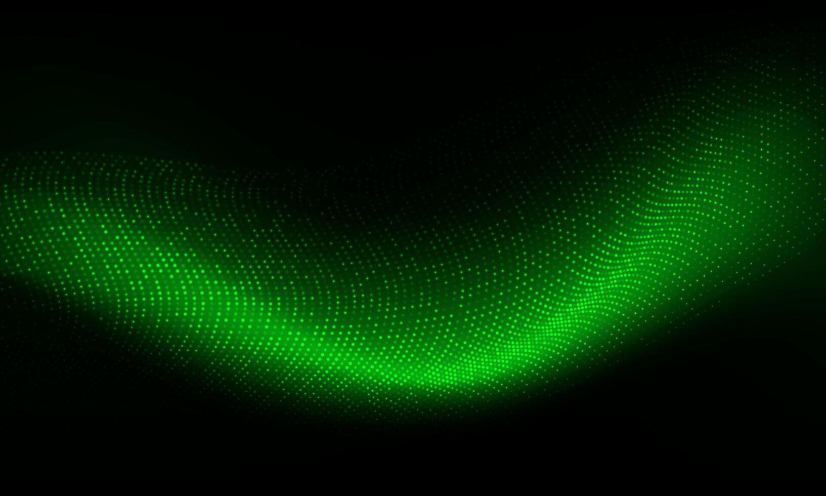 Abstract green dots wave mesh motion technology data design modern futuristic background vector