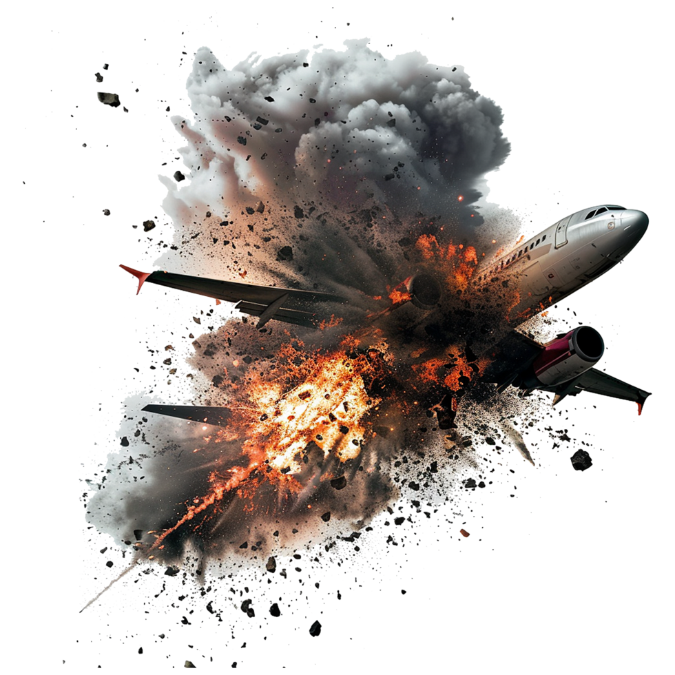 Plane explosion isolated on transparent background png
