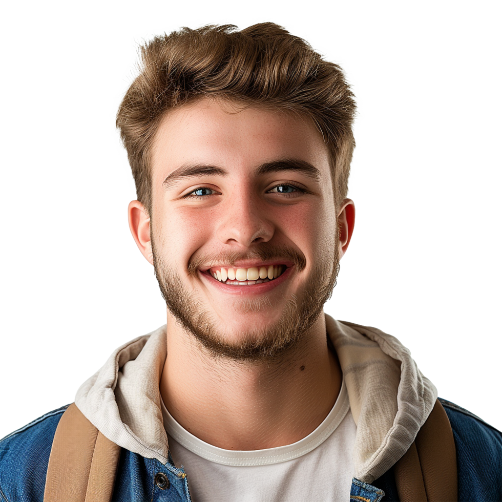Smiling collage student isolated on transparent background png
