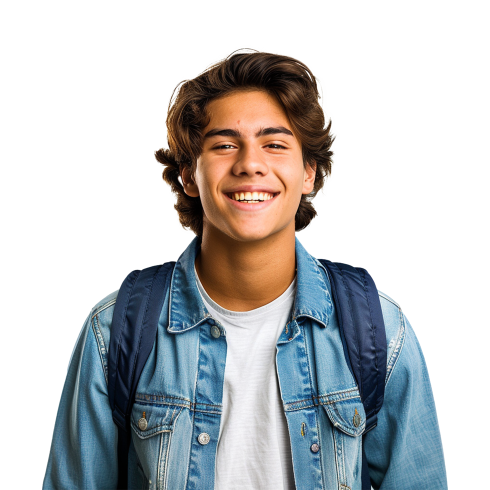 Smiling collage student isolated on transparent background png