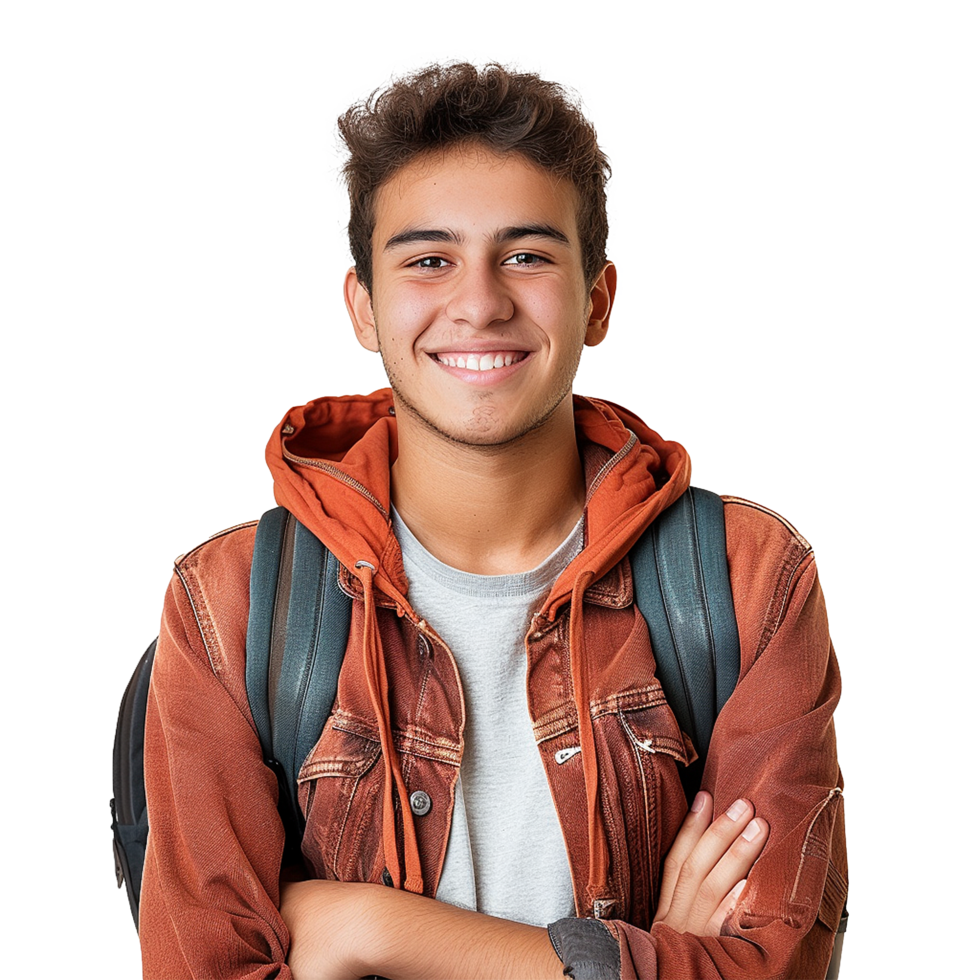Smiling collage student isolated on transparent background png
