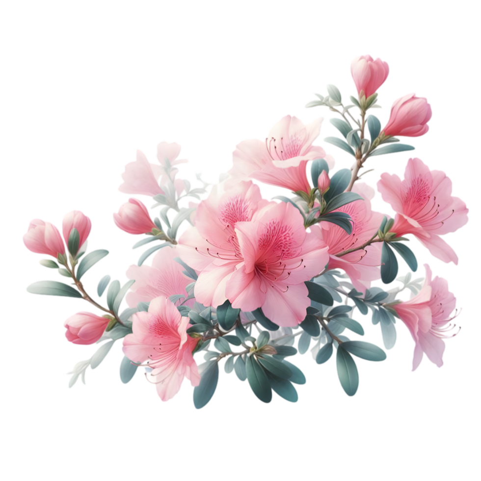 Pink azalea flowers on transparent background png