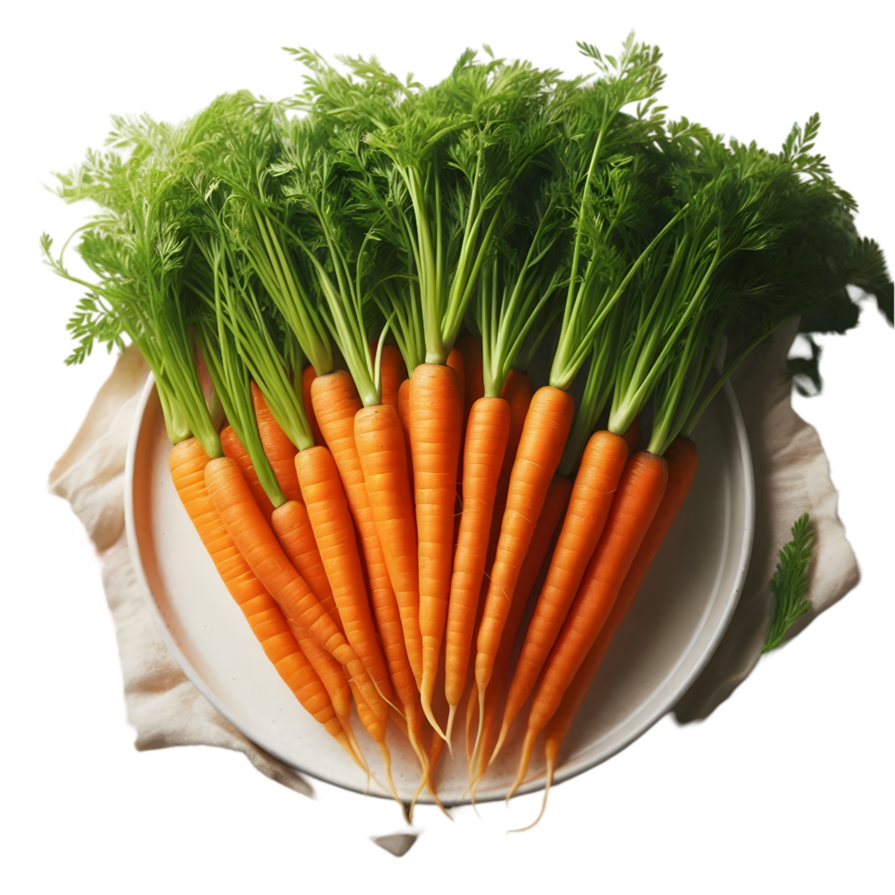Carrots on a plate with a white cloth png