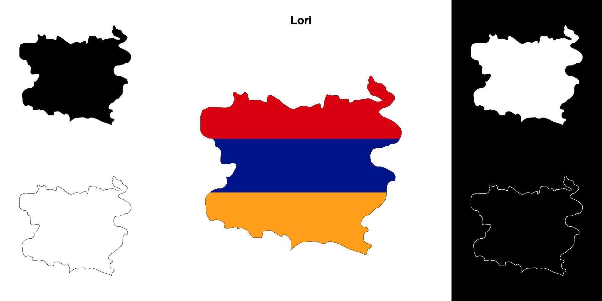 Lori province outline map set vector