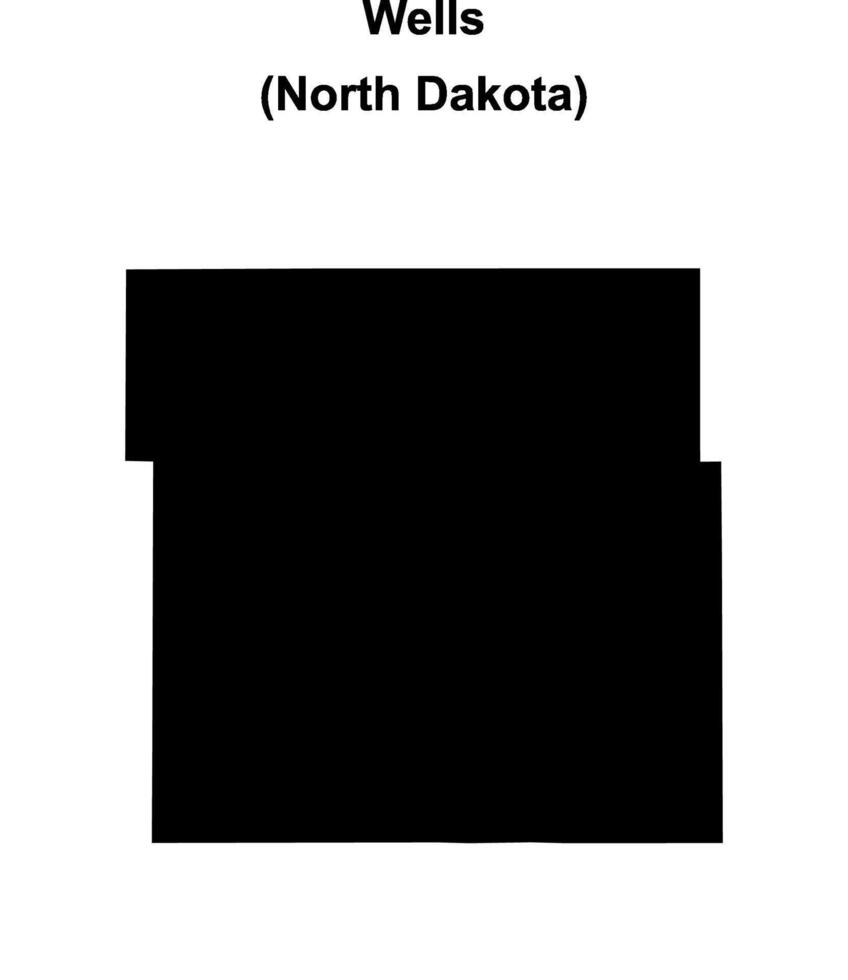 Wells County, North Dakota blank outline map vector