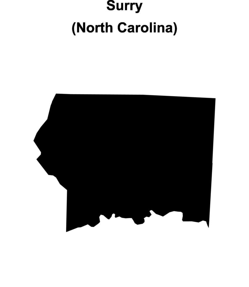 Surry County, North Carolina blank outline map vector