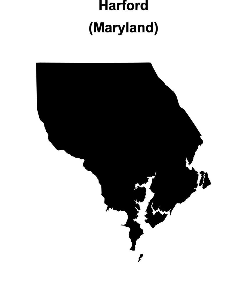 Harford County, Maryland blank outline map vector