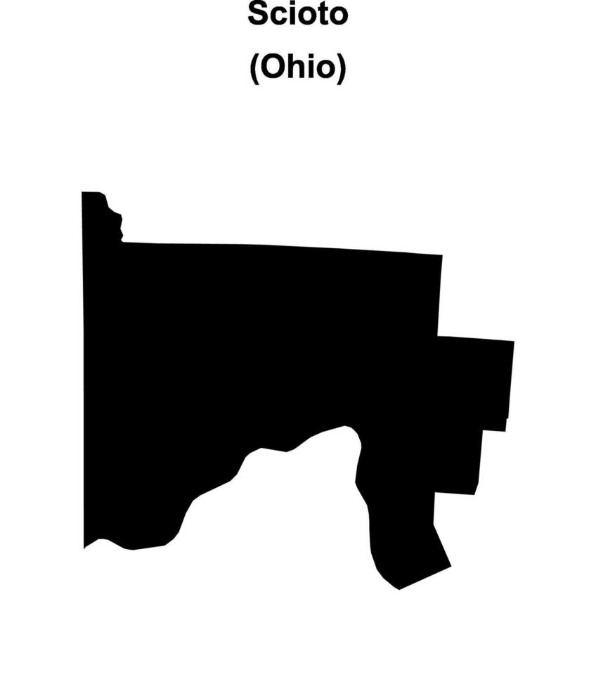 Scioto County, Ohio blank outline map vector