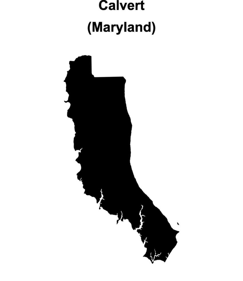 Calvert County, Maryland blank outline map vector