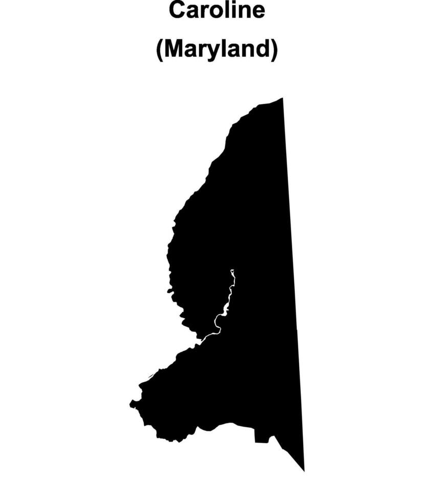 Caroline County, Maryland blank outline map vector