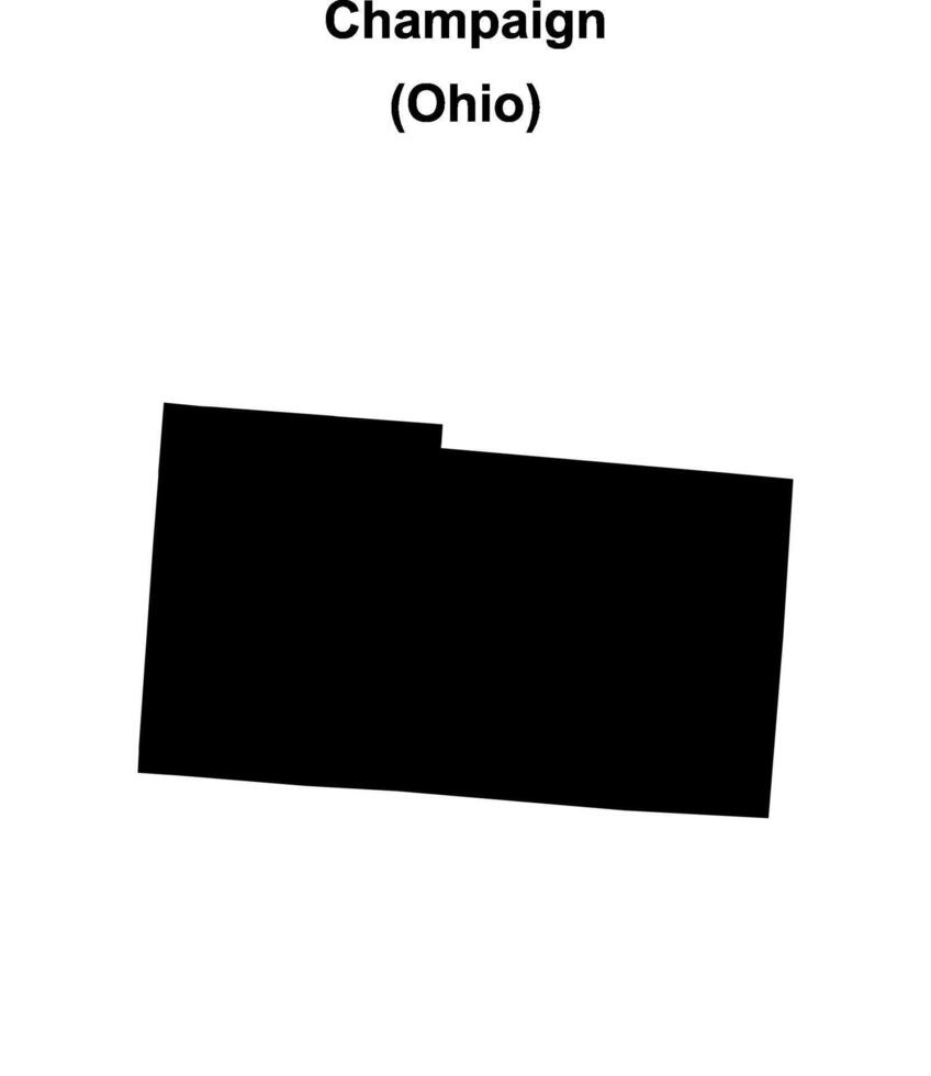 Champaign County, Ohio blank outline map vector