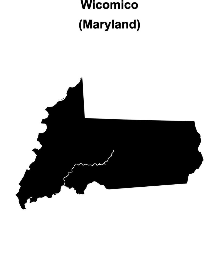 Wicomico County, Maryland blank outline map vector