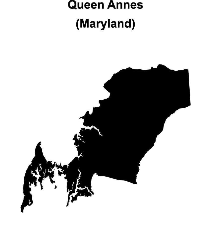 Queen Annes County, Maryland blank outline map vector