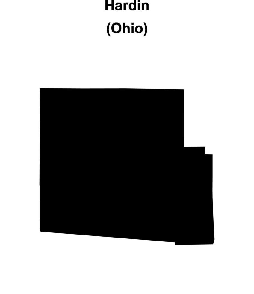 Hardin County, Ohio blank outline map vector