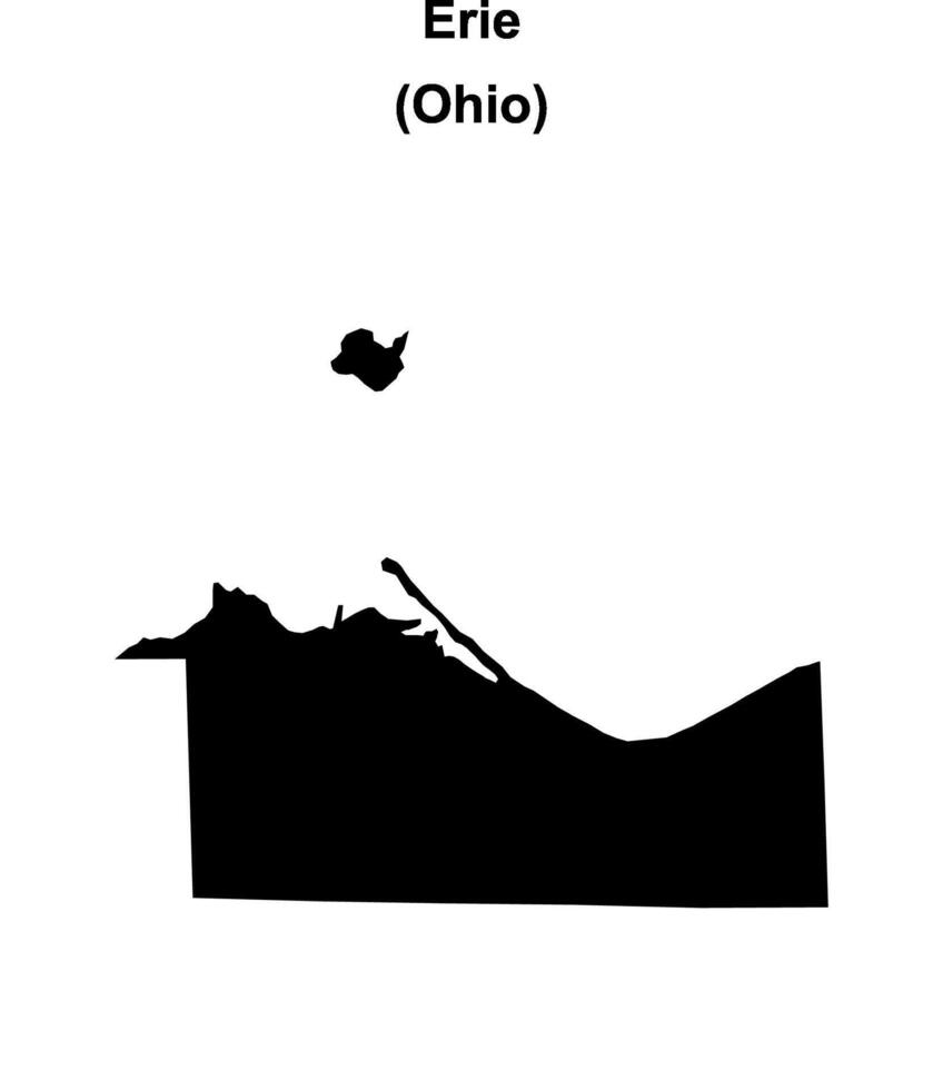 Erie County, Ohio blank outline map vector