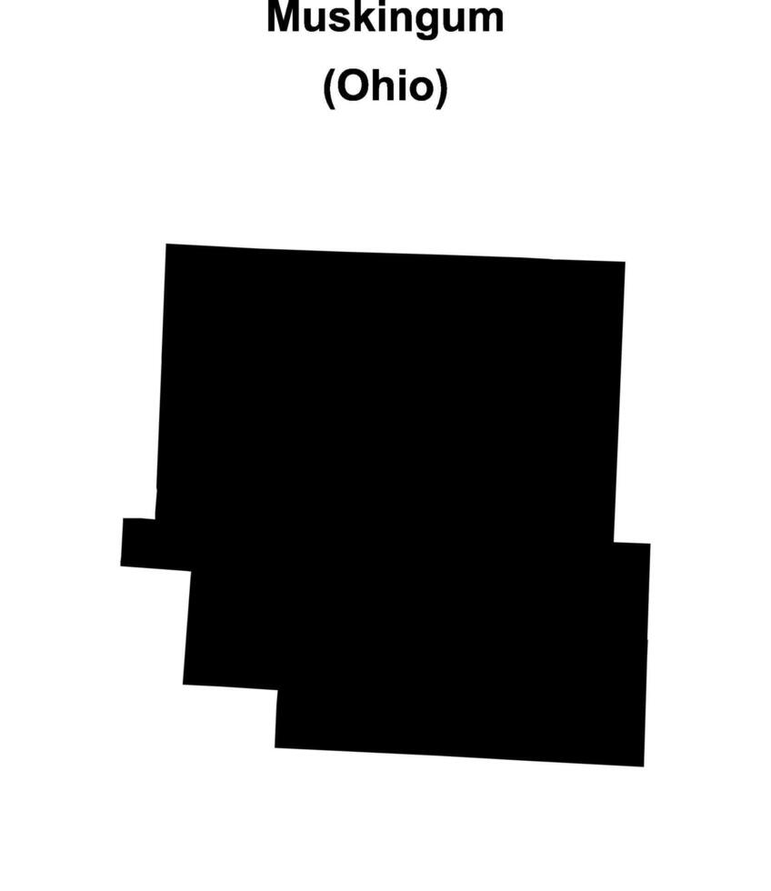 Muskingum County, Ohio blank outline map vector