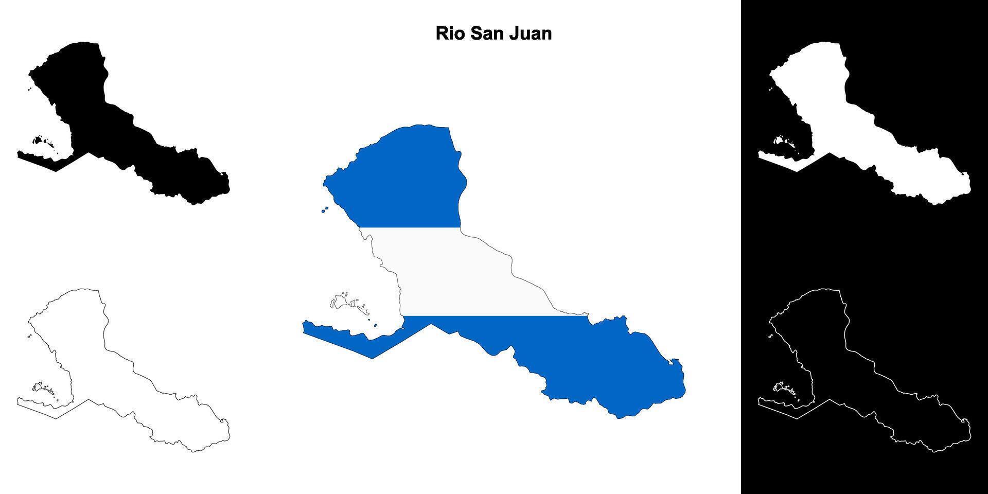 Rio San Juan department outline map set vector