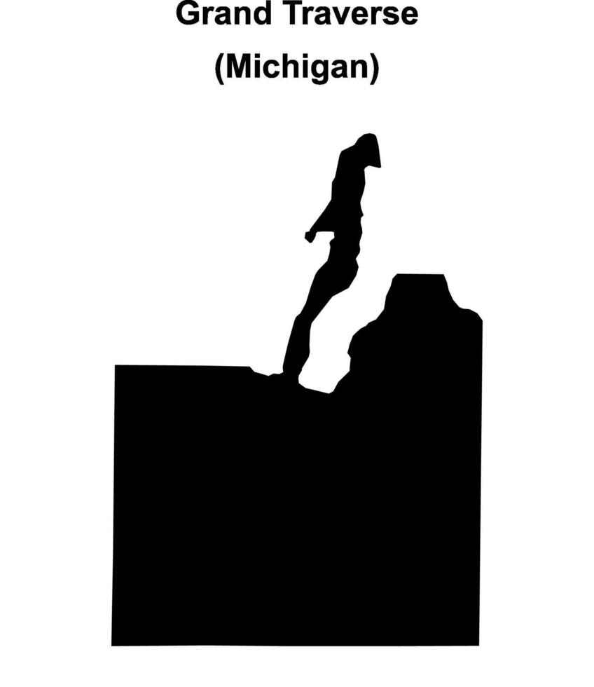 Grand Traverse County, Michigan blank outline map vector