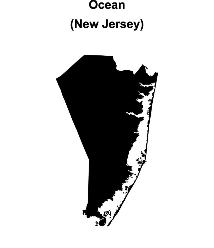 Ocean County, New Jersey blank outline map vector