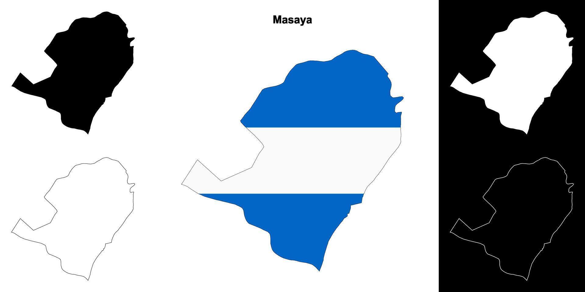 Masaya department outline map set vector