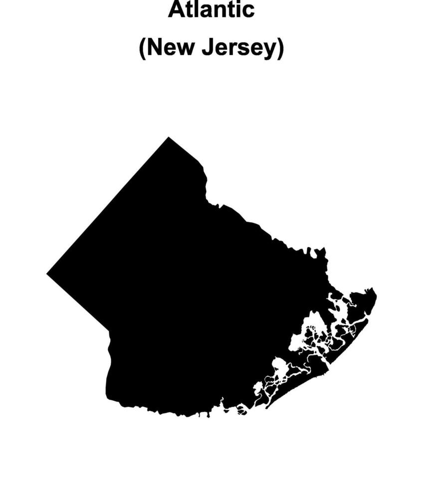 Atlantic County, New Jersey blank outline map vector