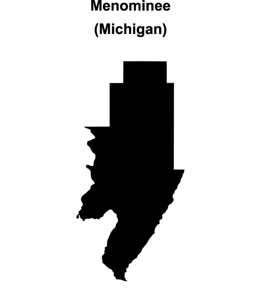 Menominee County, Michigan blank outline map vector