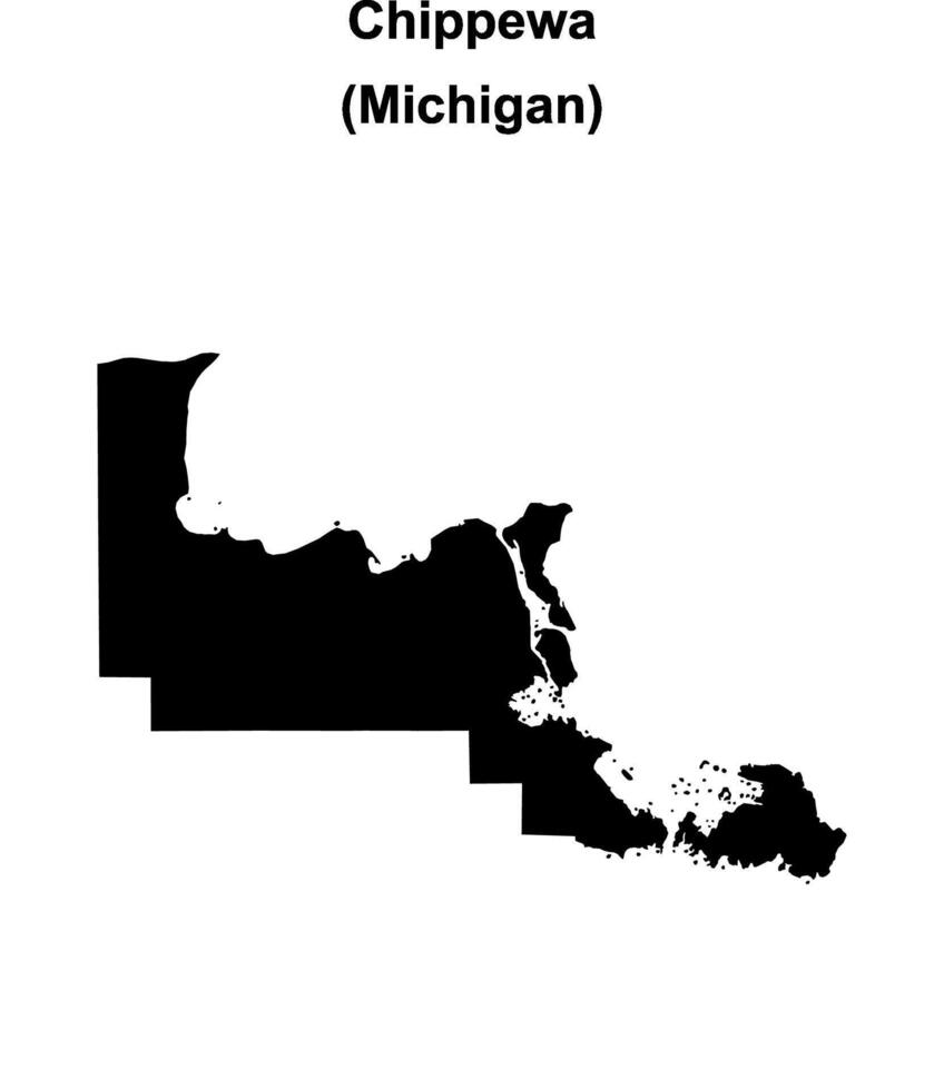 Chippewa County, Michigan blank outline map vector