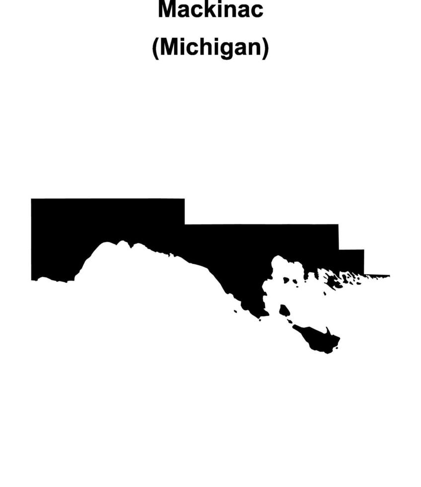 Mackinac County, Michigan blank outline map vector