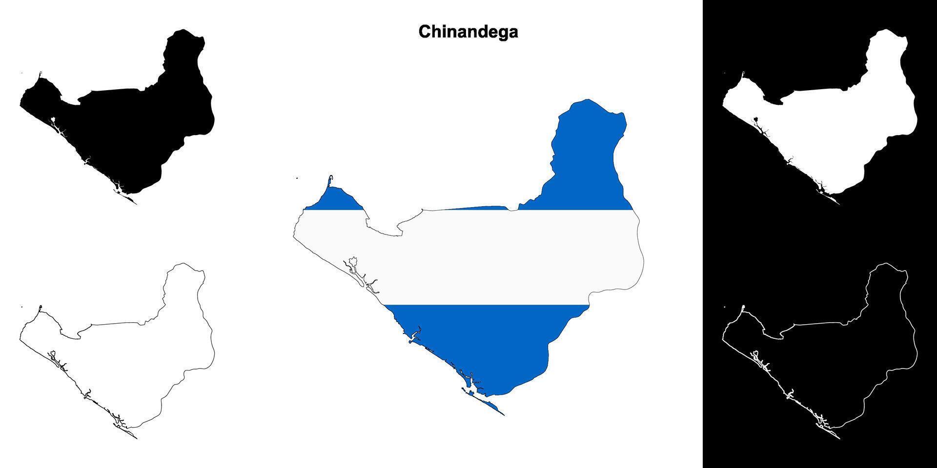 Chinandega department outline map set vector