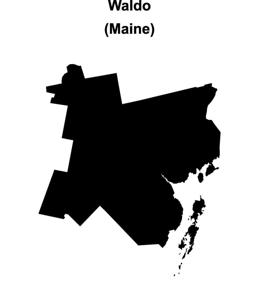 Waldo County, Maine blank outline map vector
