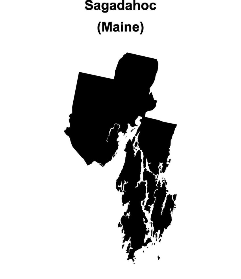 Sagadahoc County, Maine blank outline map vector