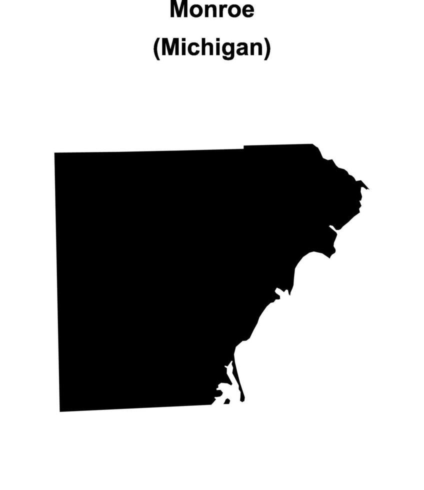 Monroe County, Michigan blank outline map vector