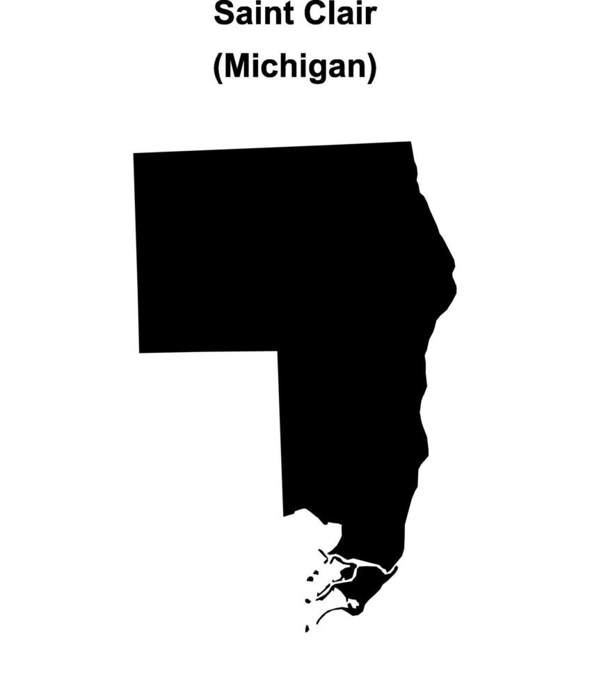 Saint Clair County, Michigan blank outline map vector