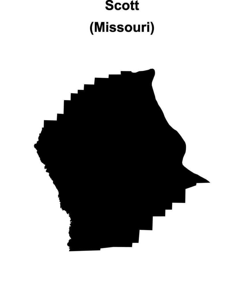 Scott County, Missouri blank outline map vector