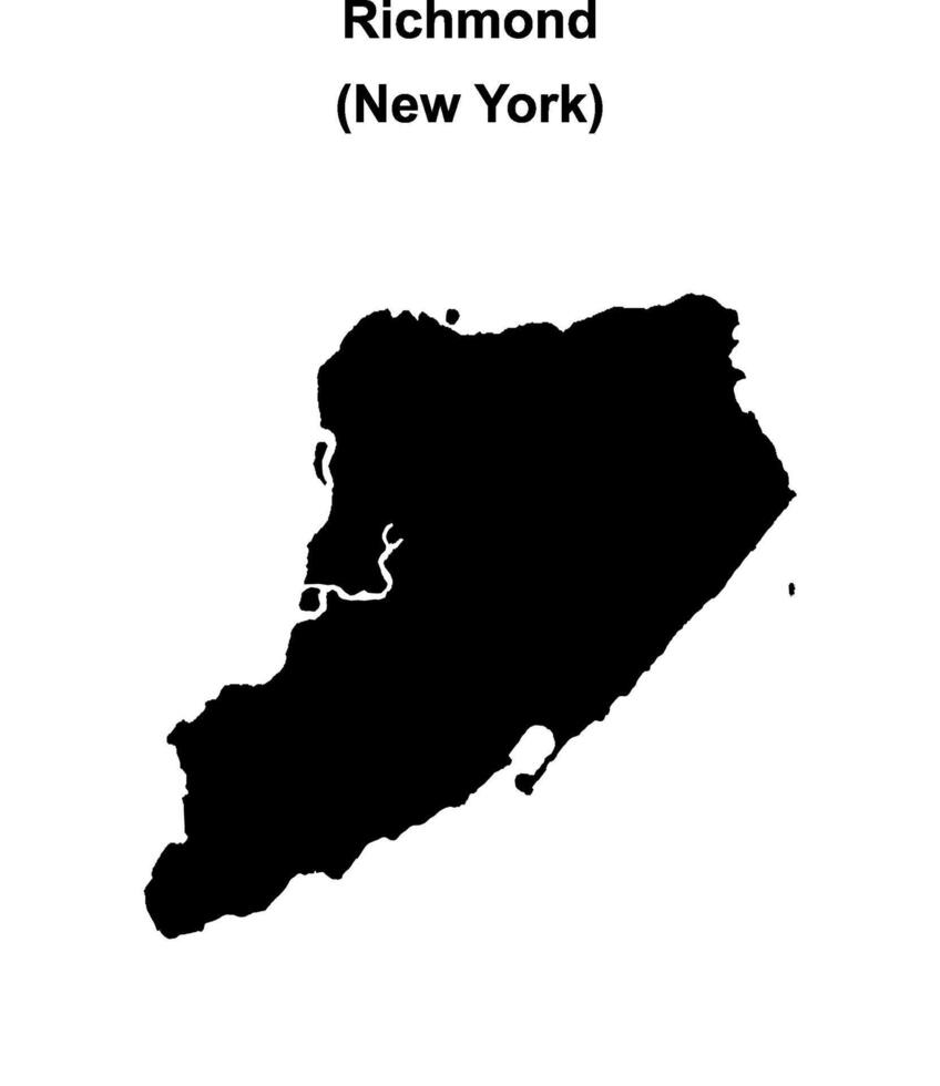 Richmond County, New York blank outline map vector