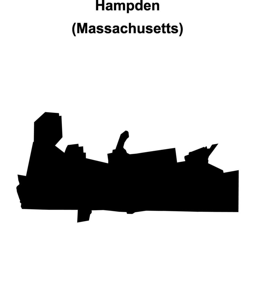 Hampden County, Massachusetts blank outline map vector