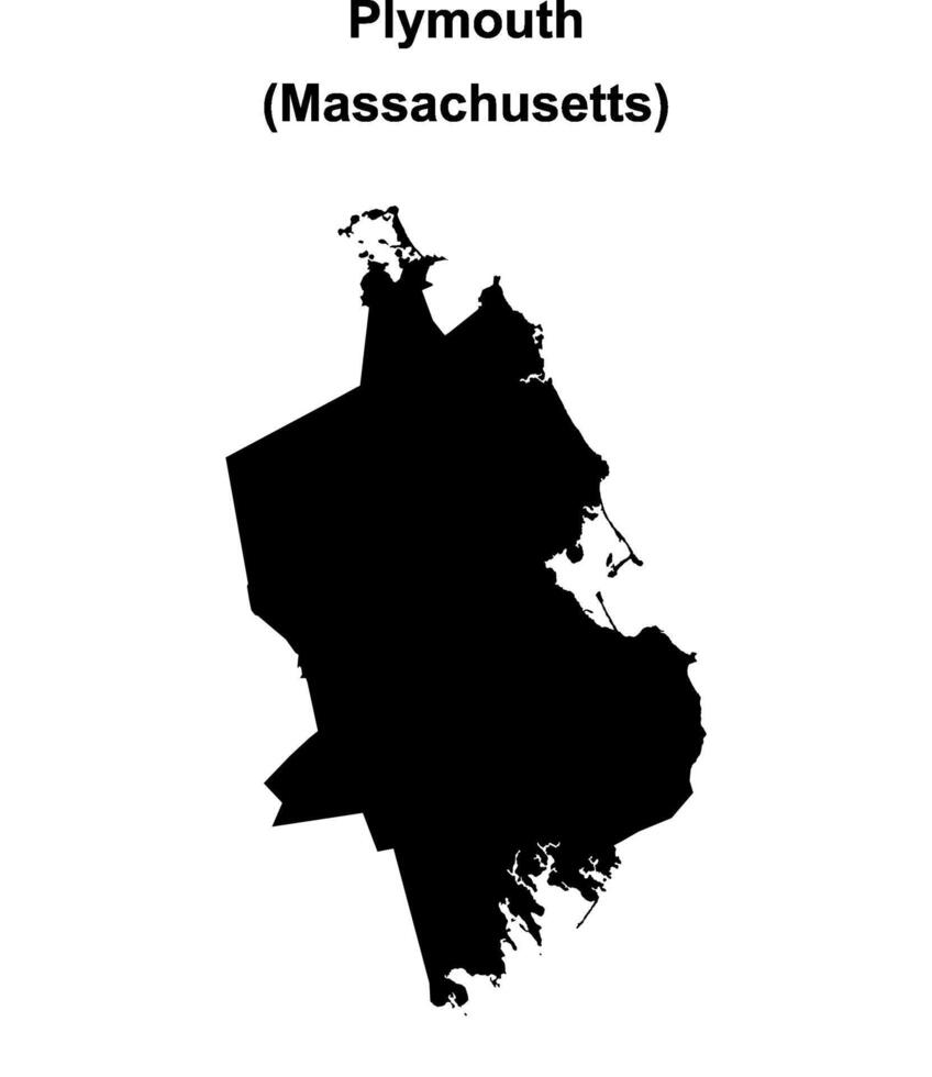 Plymouth County, Massachusetts blank outline map vector