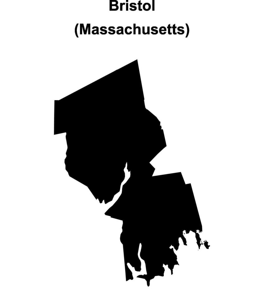 Bristol County, Massachusetts blank outline map vector
